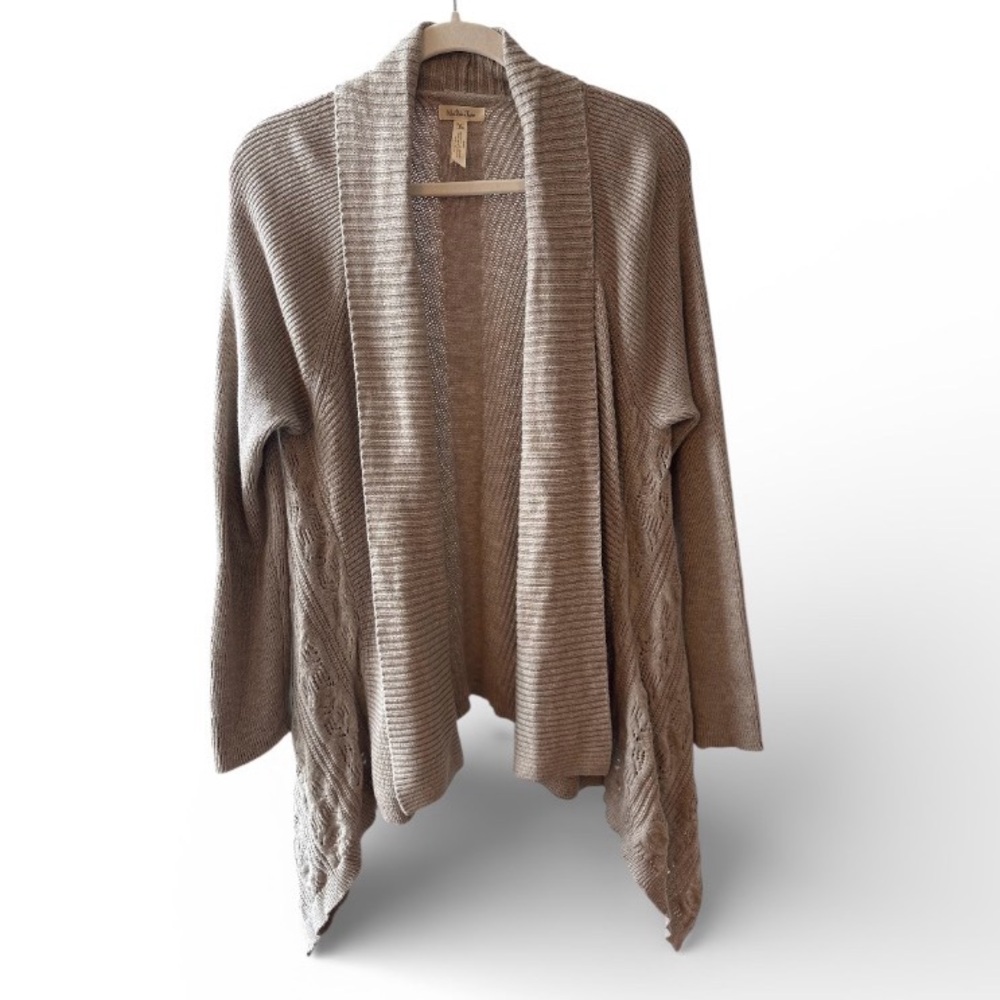 Open- Draped Knit Cardigan | Taupe | Cashmere Blend | Medium